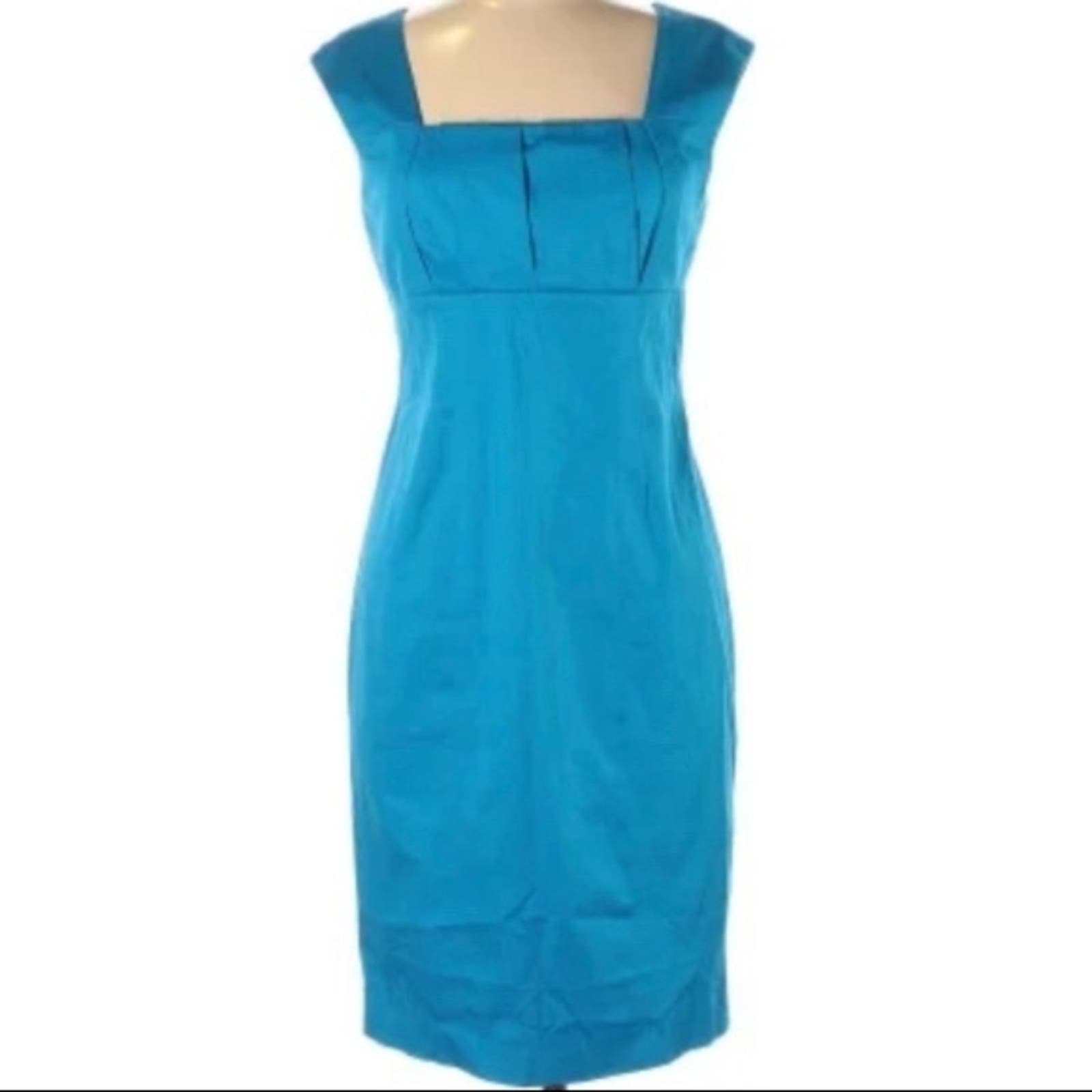 Marvin Richard Turquoise Square Neck Cap Sleeve Sheath Dress Size 6 Small New!!